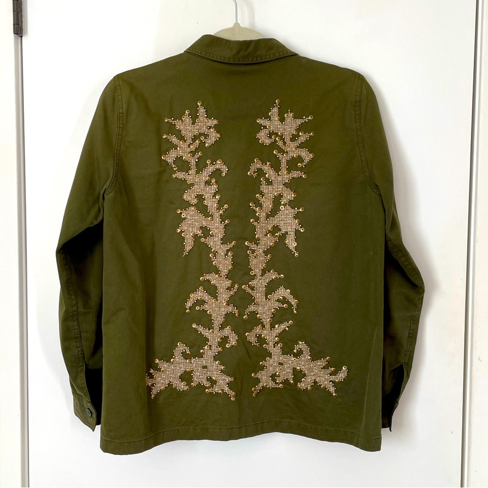 ZARA Embellished Utility Jacket Military Overshirt Size S
